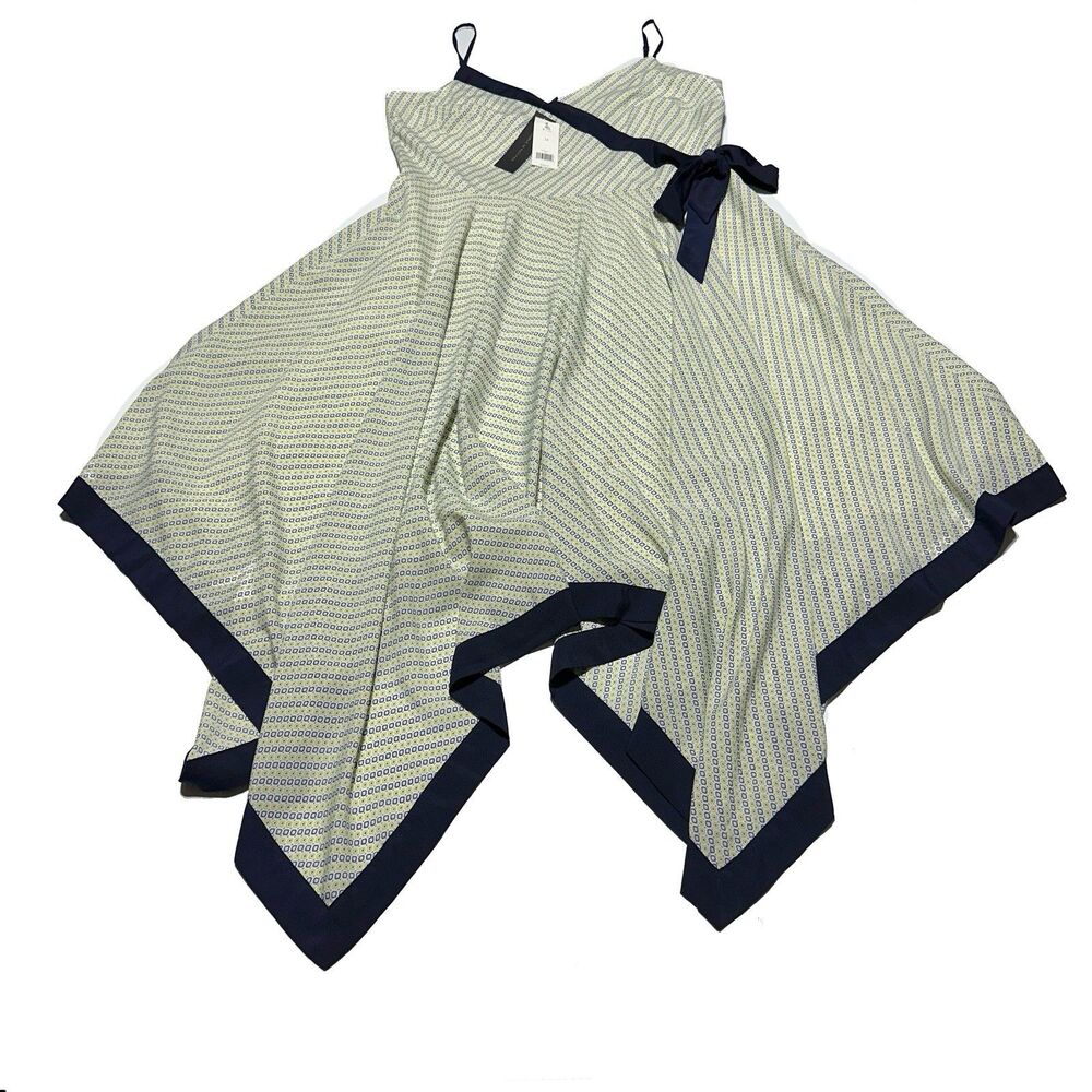 BANANA REPUBLIC Handkerchief Hem Dress Faux Wrap Spaghetti Straps Size 14 NWT